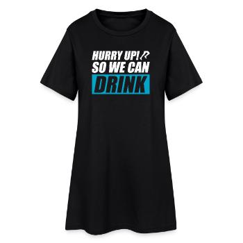 So we can drink funny running jogging runner - Women’s T-Shirt Dress - black - Front