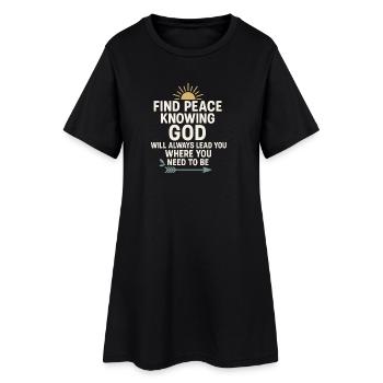 Citation « Trouver la paix en connaissant Dieu », Christian - Robe T-shirt Femme - noir - Devant
