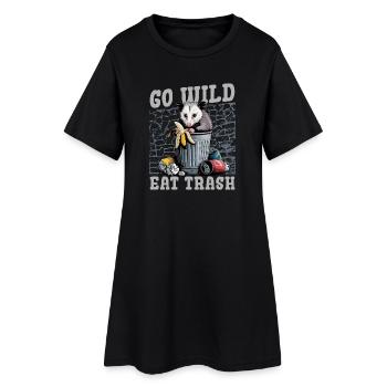 Funny Opossum - Frauen T-Shirt-Kleid - Schwarz - Vorne