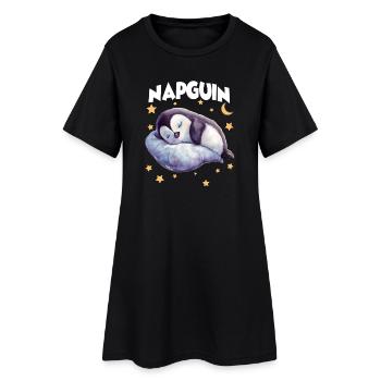 Pyjama et chemise de nuit pingouin pour paresseux - Robe T-shirt Femme - noir - Devant