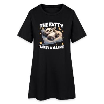 Lazy Panda Pyjamas Perfektes Nachthemd Panda - Frauen T-Shirt-Kleid - Schwarz - Vorne