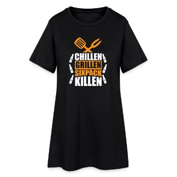 Griller un six-pack de tuerie / Dire drôle sur le barbecue - Robe T-shirt Femme - noir - Devant