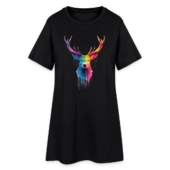 Cerfs, cerfs - Robe T-shirt Femme - noir - Devant