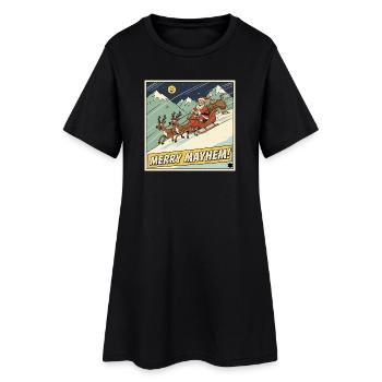 T-shirt Chaos en traîneau de Noël - Robe T-shirt Femme - noir - Devant
