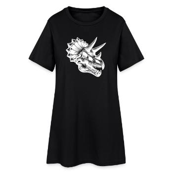 Os fossile de tête de tricératops de dinosaure - Robe T-shirt Femme - noir - Devant