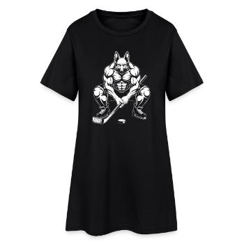 Muskulöser Schäferhund Eishockeyspieler Silhouette - Women’s T-Shirt Dress - black - Front