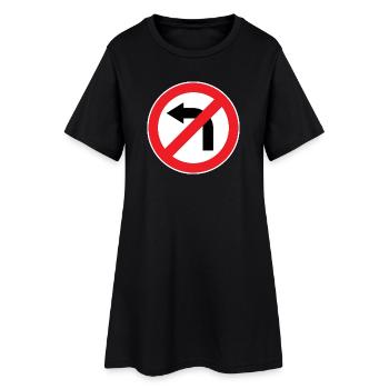 Links abbiegen verboten, Verkehrszeichen - Frauen T-Shirt-Kleid - Schwarz - Vorne