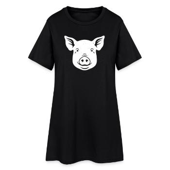 Vecteur de ferme face face de cochon - Robe T-shirt Femme - noir - Devant