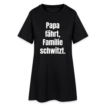 Papa fait du vélo, la famille transpire en faisant du vélo. - Robe T-shirt Femme - noir - Devant