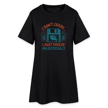 Majestätischer Tech-Absturz - Frauen T-Shirt-Kleid - Schwarz - Vorne
