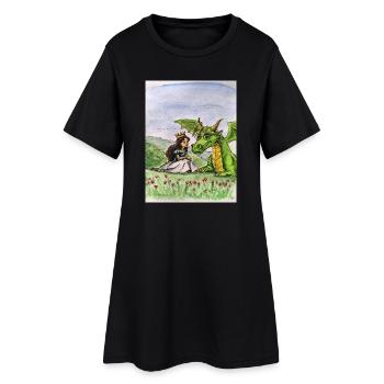 Princess and Dragon Meadow Bond - Women’s T-Shirt Dress - black - Front