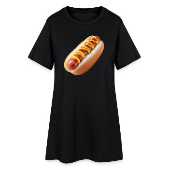 Hot dog, saucisse viennoise, saucisse - Robe T-shirt Femme - noir - Devant