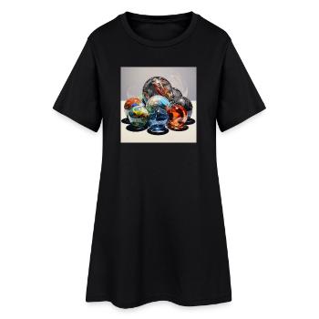Play of Colors Glass Balls Reflection Art - Women’s T-Shirt Dress - black - Front
