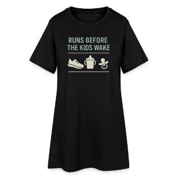 Laufende Mama, Papa, Joggende Eltern - Frauen T-Shirt-Kleid - Schwarz - Vorne