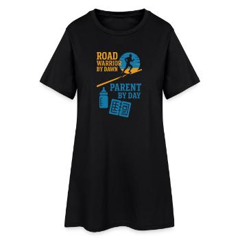 Laufende Mama, Papa, Joggende Eltern - Frauen T-Shirt-Kleid - Schwarz - Vorne