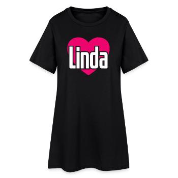 I Love Linda Pinkes Herz Ich liebe Linda - Frauen T-Shirt-Kleid - Schwarz - Vorne