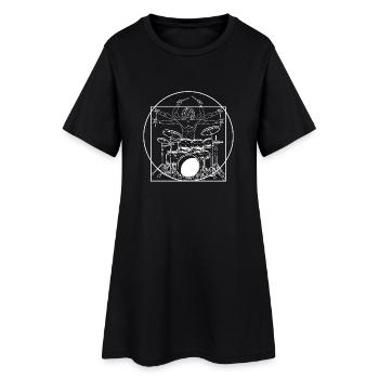 Vitruvian Drummer Masterpiece Drum Art Design - Women’s T-Shirt Dress - black - Front