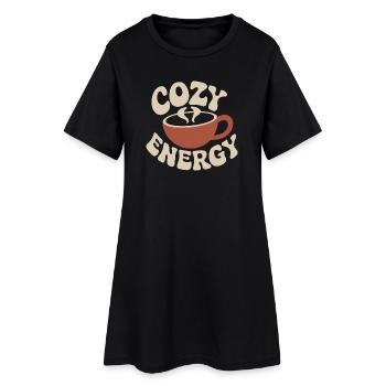 Cozy Energy – Tasse à café vintage - Robe T-shirt Femme - noir - Devant