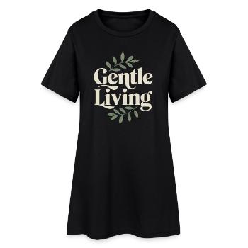 Vivre en douceur – Feuilles vintage - Robe T-shirt Femme - noir - Devant