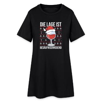 Weihnachtsmann Weihnachtszeit Bier Saufen Weihnach - Frauen T-Shirt-Kleid - Schwarz - Vorne