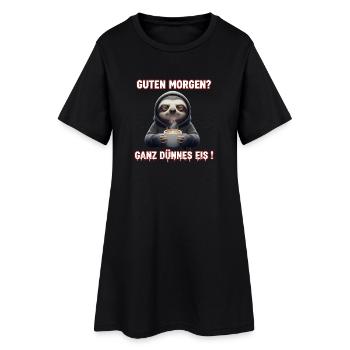 Coffee Sloth Funny Morning Grouch Very Thin Egg - Women’s T-Shirt Dress - black - Front