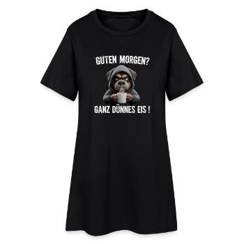 Grumpy Hund mit Kaffee für müde Morgenmenschen - Robe T-shirt Femme - noir - Devant
