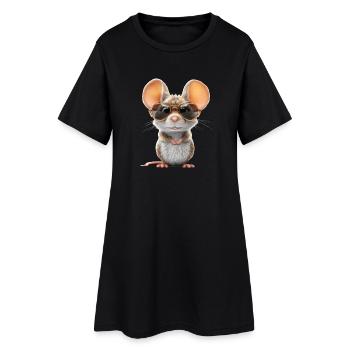 Mouse with glasses - Women’s T-Shirt Dress - black - Front