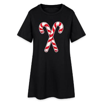 Duo croisé de cannes d’orge d’orge - Robe T-shirt Femme - noir - Devant