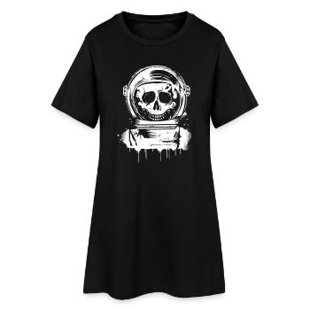 Grungy Astronauten Totenkopf Graffiti - Frauen T-Shirt-Kleid - Schwarz - Vorne
