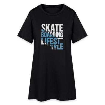 Skateboarding Lifestyle Retro Typo Design - Frauen T-Shirt-Kleid - Schwarz - Vorne