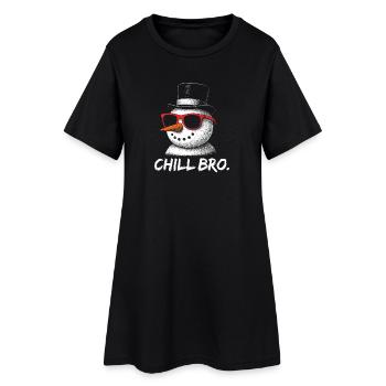 CHILL BRO – Bonhomme de neige drôle avec des lunettes de soleil - Robe T-shirt Femme - noir - Devant