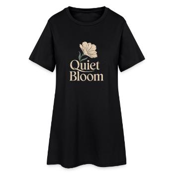 Quiet Bloom – Zarte Blüte - Frauen T-Shirt-Kleid - Schwarz - Vorne