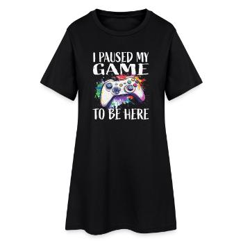 Ich pausierte mein Spiel – farbiges Gamepad - Frauen T-Shirt-Kleid - Schwarz - Vorne