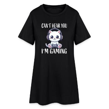 Chat gamer avec un casque - Robe T-shirt Femme - noir - Devant