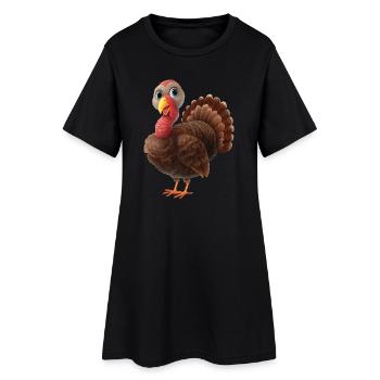 Truthahn - Frauen T-Shirt-Kleid - Schwarz - Vorne