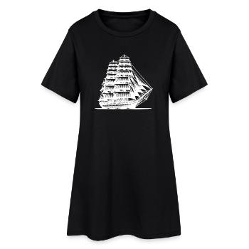 Vintage Segelschiff Träume Nostalgie pur - Frauen T-Shirt-Kleid - Schwarz - Vorne