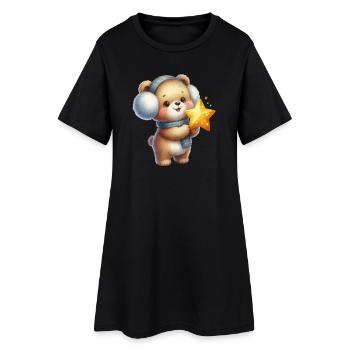 Ours douillet avec Star Wish - Robe T-shirt Femme - noir - Devant