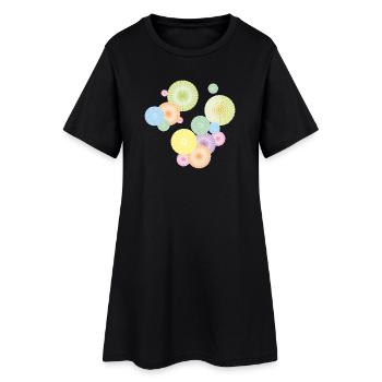 Pastel rosettes – decorative fan structure - Women’s T-Shirt Dress - black - Front