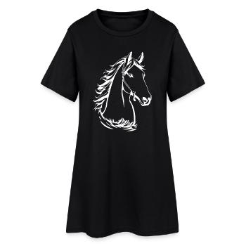 Elegantes Pferd Design Geschenk für Pferdefans  - Frauen T-Shirt-Kleid - Schwarz - Vorne