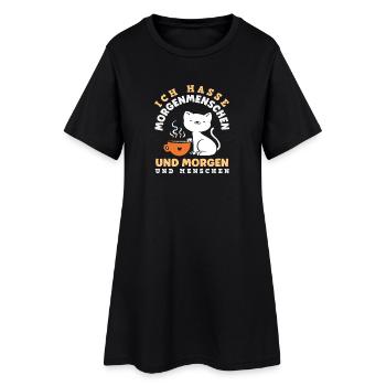 I Hate Morning People Coffee Cat - Women’s T-Shirt Dress - black - Front