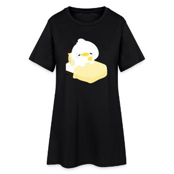 Canard douillet et endormi sur un lit jaune - Robe T-shirt Femme - noir - Devant