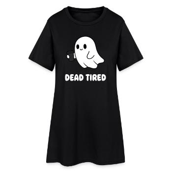 Fantôme du café Fantôme fatigué avec une tasse - Robe T-shirt Femme - noir - Devant