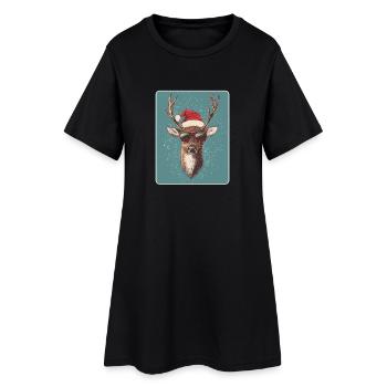 Cerfs de renne bois de rene Noël Vintage - Robe T-shirt Femme - noir - Devant