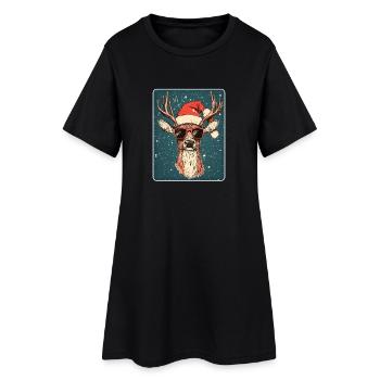 Cerfs de renne bois de rene Noël Vintage - Robe T-shirt Femme - noir - Devant