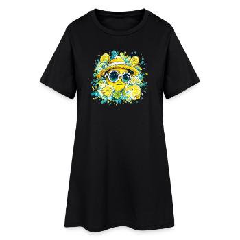 Sourire agrume avec chapeau et lunettes - Robe T-shirt Femme - noir - Devant