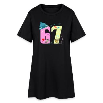 67 ft 6 7 bunte Welt schule - Frauen T-Shirt-Kleid - Schwarz - Vorne