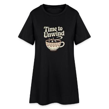 Time to Unwind – Vintage Teetasse - Frauen T-Shirt-Kleid - Schwarz - Vorne