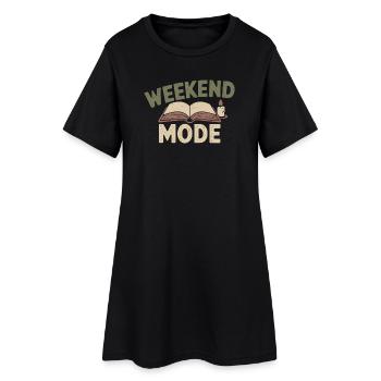 Weekend Mode – Cozy Buch & Kerze - Frauen T-Shirt-Kleid - Schwarz - Vorne