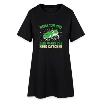 Frog Catcher Watch Your Step Frog - Women’s T-Shirt Dress - black - Front