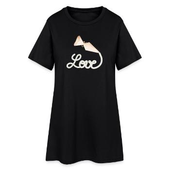 Spritzbeutel schreibt „Love“ – süßes Deko-Motiv - Frauen T-Shirt-Kleid - Schwarz - Vorne